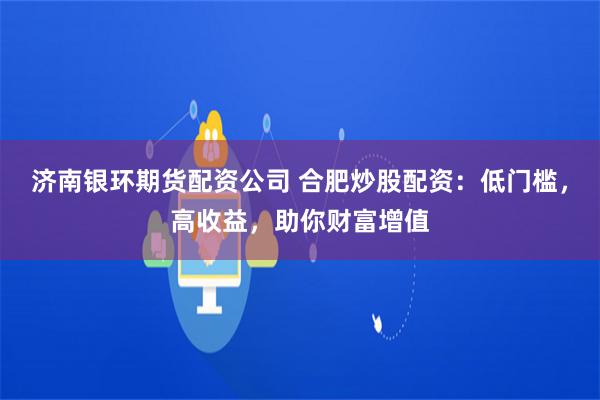 濟南銀環期貨配資公司 合肥炒股配資:低門檻,高收益,助你財富增值
